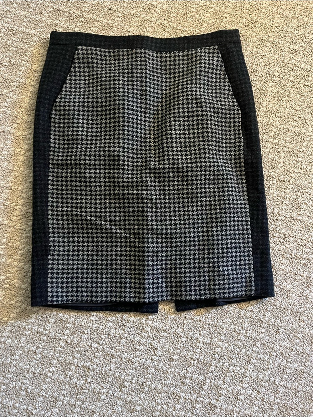 J. Crew Black and Gray Houndstooth Pencil Skirt